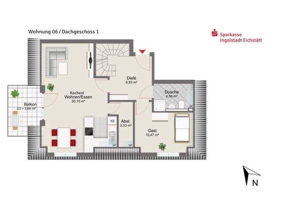Haus 1 / Wohnung 06 - Dachgeschoss 1
