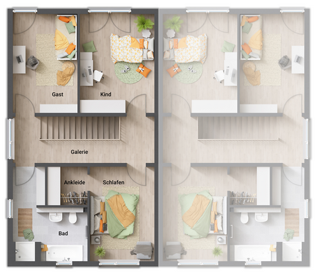 Neubaugebiet in Marl
Doppelhaus Aura 136 Grundriss OG