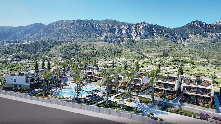 Sea and Mountain View Apartments in Lapta, North Cyprus