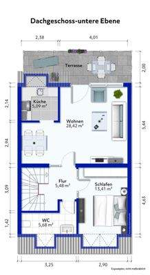 Grundriss der unteren Wohnebene