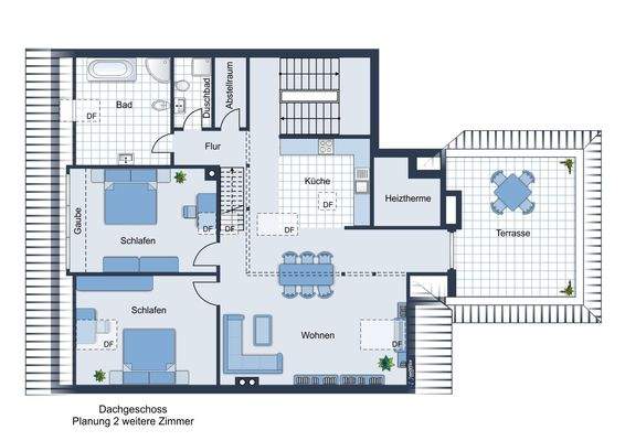 Dachgeschoss Planung mit 3-Zimmern