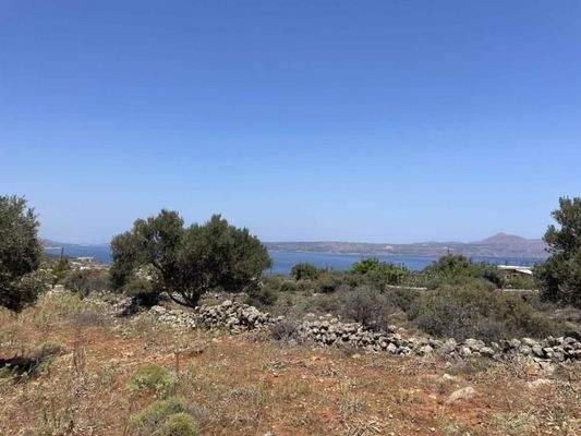 Kreta, Kokkino Chorio: Meerblick-Grundstück mit Baugenehmigung zu verkaufen