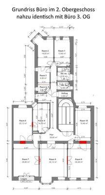 Grundriss mit Maßen - 3. OG