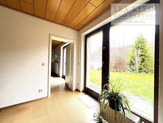 Blick auf die Terrasse Einleger