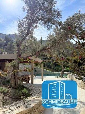 Kreta, Listaros: Moderne Villa mit Meer- und Bergblick, Gästewohnung und Pool zu verkaufen