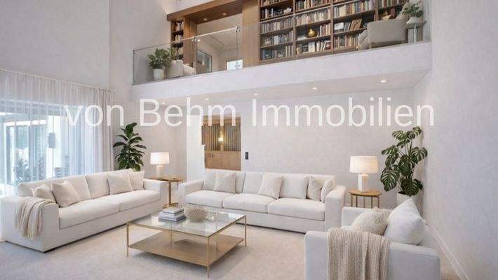 V008-2026_Wohnlandschaft mit Bibliothek auf der Galerie_rend