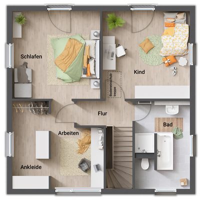 Grundriss-Stadtvilla 124-OG Ankleide/Arbeitszimmer