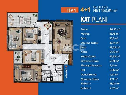 Apartments in a Complex with Security on the Boulevard in Sincan