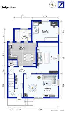 Grundriss EG möbliert, Grafik