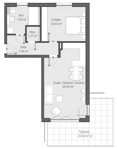2-Zimmer-Wohnung im Erdgeschoss mit sonniger Terrasse und Einbauküche - Foto 5