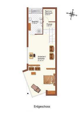 Grundrissplan EG-technisch bearbeitet