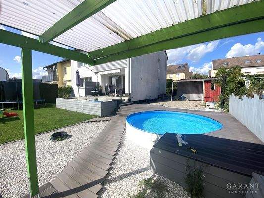 Blick auf den Poolbereich