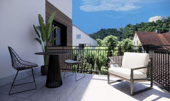 Balkon - 1. OG - Visualisierung, Abweichungen möglich!