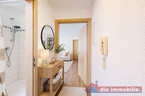 Flur mit KI möbliert