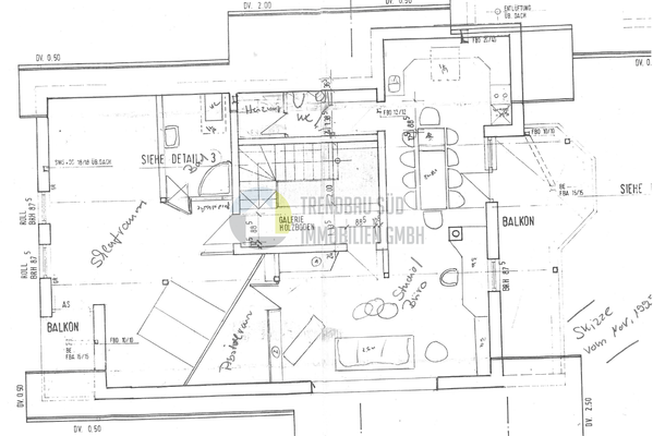 Grundrisskizze Dachgechoss 1992