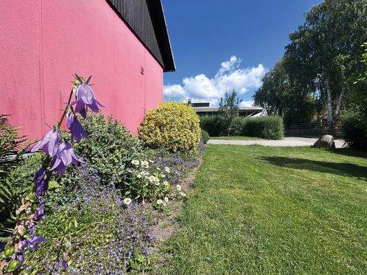 Blick auf das Blumenbeet