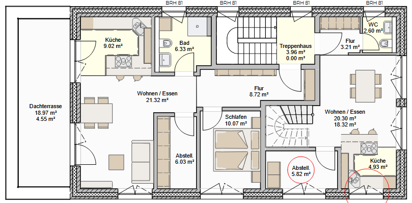 Grundriss Whg 2 & 3, Obergeschoss