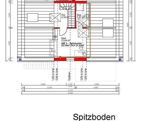 Grundrissplan Spitzboden