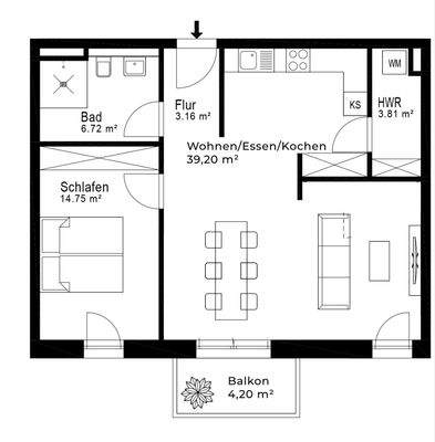 Grundriss Wohnung 20-A
