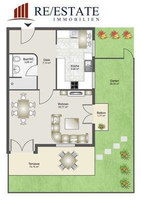 3-Zimmer-Garten-Maisonettewohnung Erdgeschoss