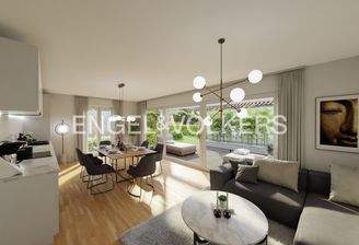 Wohn - Essbereich mit Zugang zur Terrasse und Garten