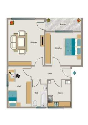 Wohnungsgrundriss (Muster)