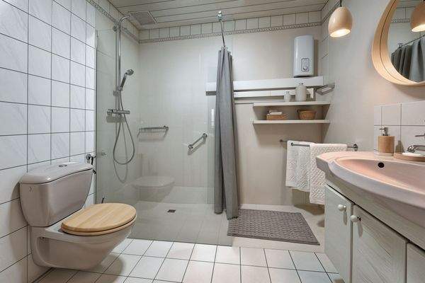 Badezimmer mit begehbarer Dusche - (KI generiertes Visualisierungsbeispiel)