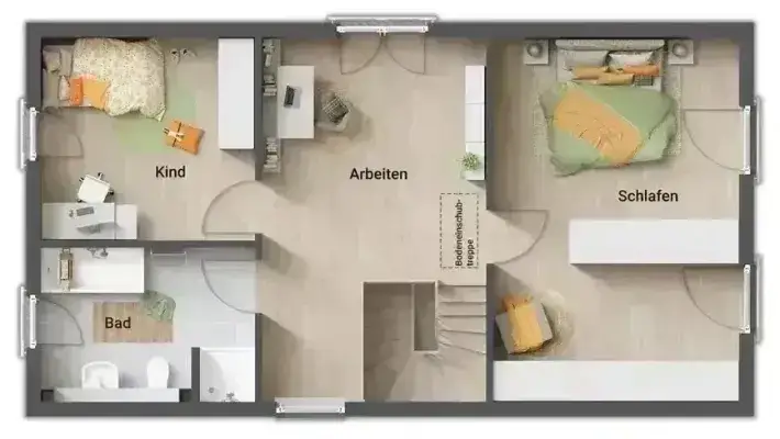 Einfamilienhaus Aura 125 Grundriss Obergeschoss.we