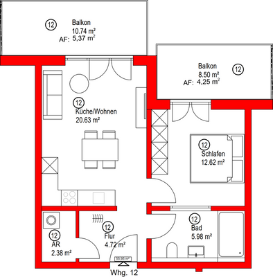 Grundriss - Wohnung Nr. 12
