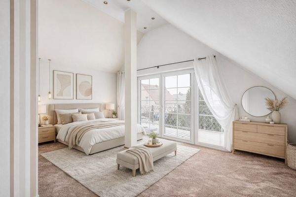 Großzügiges Master-Schlafzimmer mit Balkonzugang (