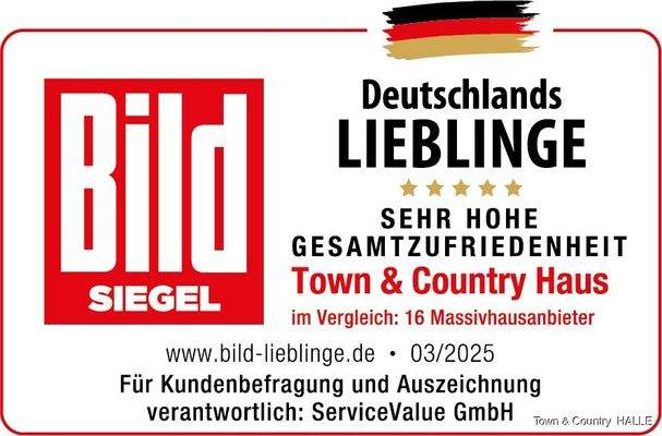 Siegel_BILD_Deutschlands Lieblinge_Sehr hohe_2025_Town & Country Haus