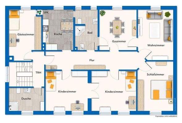Obergeschoss mit Mustermöblierung