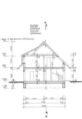 Schnitt Gebäude mit Bemaßung  