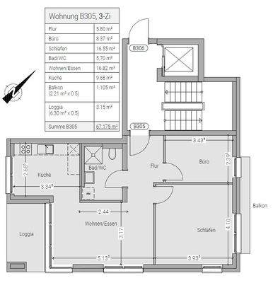 unverbindlicher Grundriss Wohnung Nr. B305