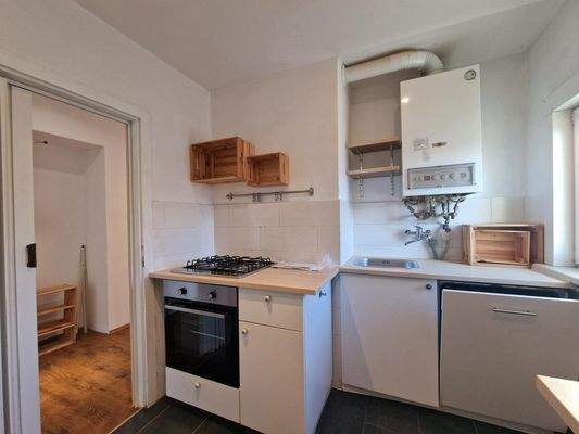 Gaskochplatte, E-Herd, Geschirrspüler und Therme