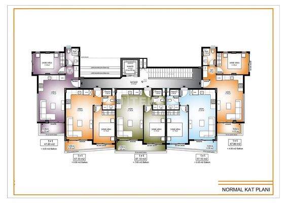 City and Sea View Flats in a Complex in Alanya Kargıcak