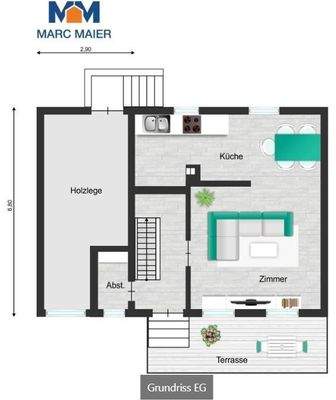 Grundriss EG in Farbe