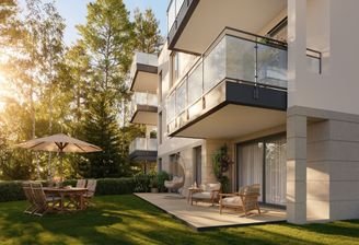 Visualisierung großzügige Garten-Wohnungen