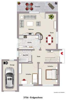 Grundriss EG visualisiert 3756