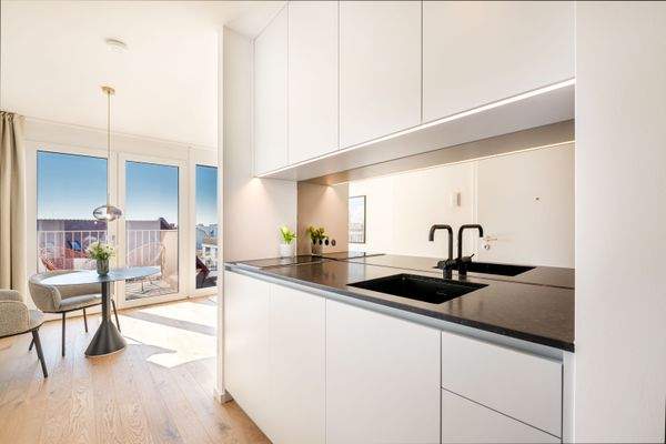 Edle Küchenzeile mit Geräten