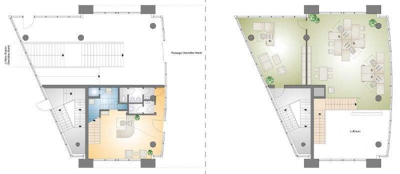 Grundriss Ergeschoss - 1 Obergeschoss (Beispiel)