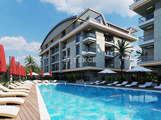 New Apartments for Sale in a Complex with a Pool in Konyaaltı