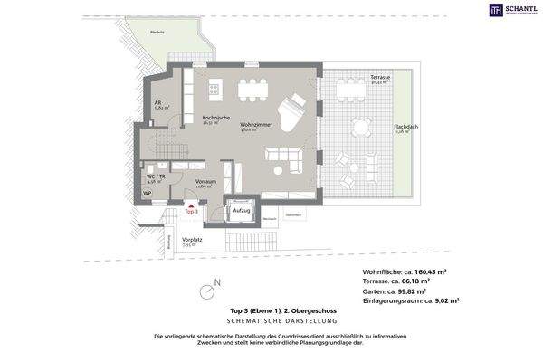Grundriss Top 3, Ebene 1, Schematische Darstellung