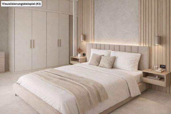 Schlafzimmer mit Gartenblick