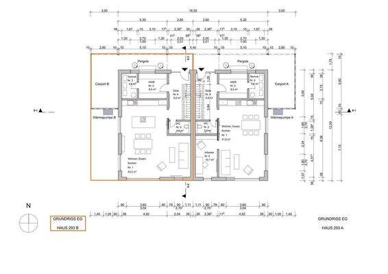 Grundriss Erdgeschoss (Haus B)