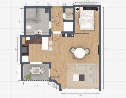 Grundriss mit Mobiliar