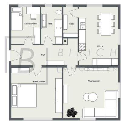 Grundriss Dieser Grundriss ist nicht maßstabsgerecht und ist zur Maßentnahme nicht geeignet. Er dient nur der Vorinformation
