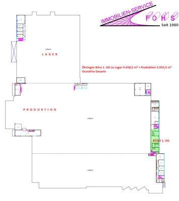 Produktion 5.055,5 m²  inkl. Büro 1. OG