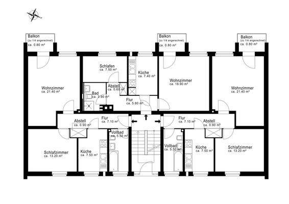 Grundriss Mehrfamilienhaus (EG und OG)