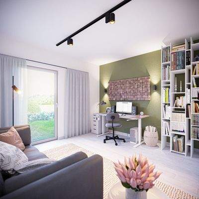 Arbeitsplatz im Wohnzimmer